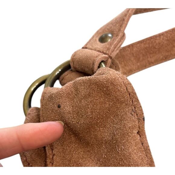 Free People Roma Suede Tote Bag in Coconut Shell Crossbody Slouchy Hobo Bohemian - Picture 6 of 14